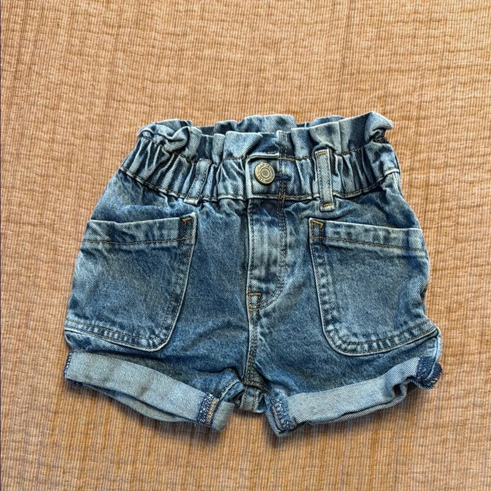 Girls' Elastic Waist Denim Shorts - Blue